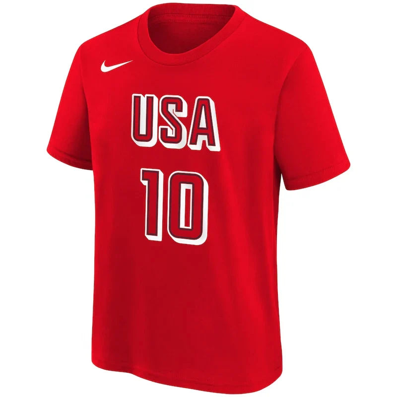 Summer Olympics USA Basketball 2024 Breanna Stewart Red  Name & Number T-Shirt