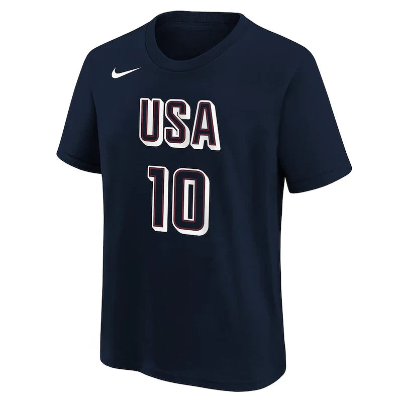 USA Basketball 2024 Summer Olympics Name & Number Navy Blue T-Shirt