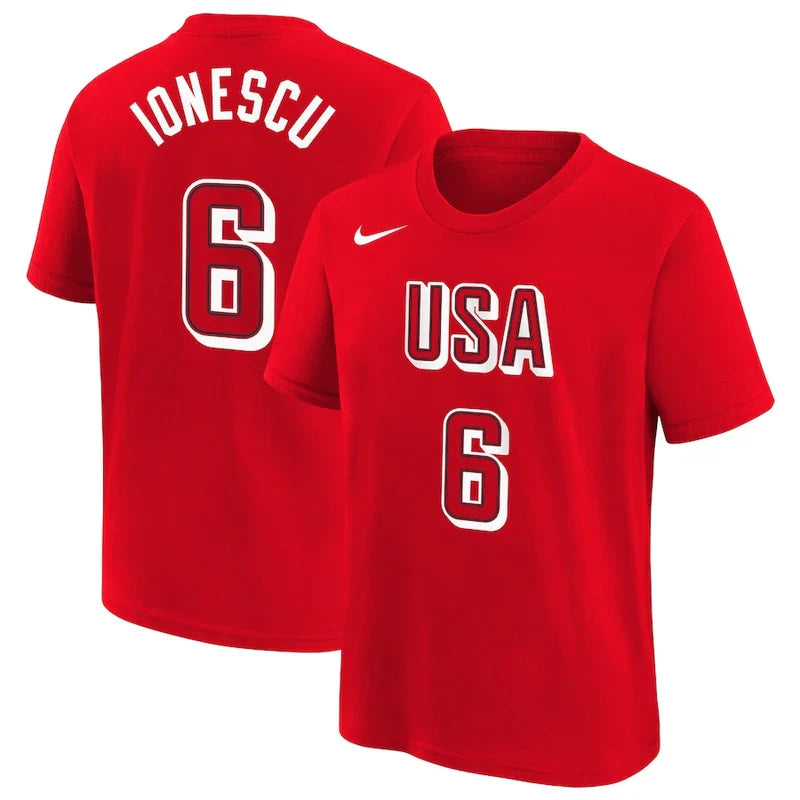 USA Basketball 2024 Summer Olympics Sabrina Ionescu Name & Number T-Shirt